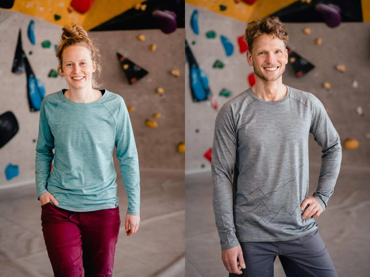 Neue Kollektion im DAV-Shop: Zwei Personen mit DAV-Shirts | © DAV / Marisa Koch